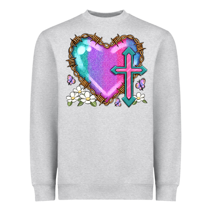 Easter Cross Heart La Heavyweight Sweatshirt by LillyAllenDesigns | Teevron