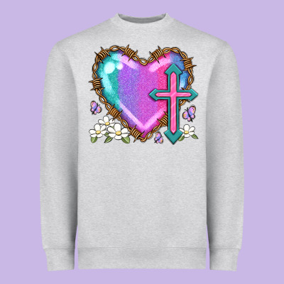 Easter Cross Heart La Heavyweight Sweatshirt Designed By Lillyallendesigns