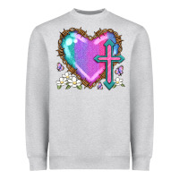 Heather Grey easter cross heart la Heavyweight Sweatshirt - LillyAllenDesigns