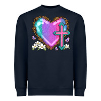 Navy easter cross heart la Heavyweight Sweatshirt - LillyAllenDesigns
