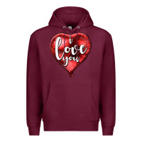 Burgundy I love you heart balloon Valentine's Day Premium Hoodie - HowdyJamesFarm