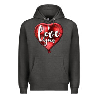 Charcoal Heather I love you heart balloon Valentine's Day Premium Hoodie - HowdyJamesFarm