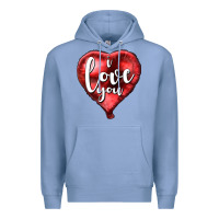 Colony Blue I love you heart balloon Valentine's Day Premium Hoodie - HowdyJamesFarm