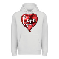 Dove Grey I love you heart balloon Valentine's Day Premium Hoodie - HowdyJamesFarm