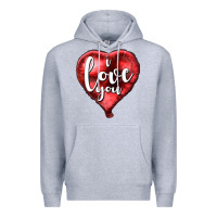 Heather Grey I love you heart balloon Valentine's Day Premium Hoodie - HowdyJamesFarm