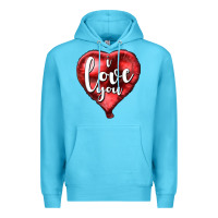 Ocean Blue I love you heart balloon Valentine's Day Premium Hoodie - HowdyJamesFarm