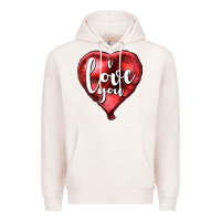 Pale Pink I love you heart balloon Valentine's Day Premium Hoodie - HowdyJamesFarm