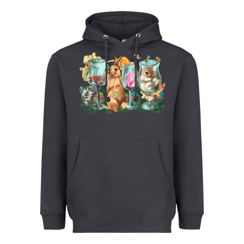Easter Day Wine Glasses Bunny Heavyweight Hoodie by HowdyJamesFarm | Teevron