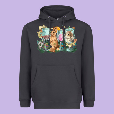 Easter Day Wine Glasses Bunny Heavyweight Hoodie Designed By Howdyjamesfarm