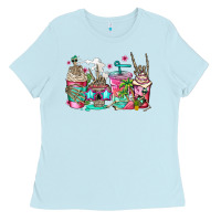 Baby Blue skeleton summer coffee cups Ladies Tee - Jasminsmagicworld