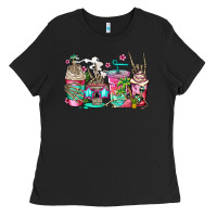 Black skeleton summer coffee cups Ladies Tee - Jasminsmagicworld