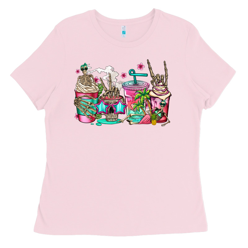Skeleton Summer Coffee Cups Ladies Tee by Jasminsmagicworld | Teevron