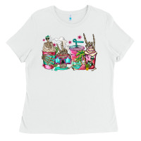 White skeleton summer coffee cups Ladies Tee - Jasminsmagicworld