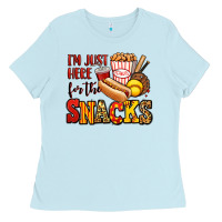 Baby Blue i'm just here for the snacks softball Ladies Tee - Jasminsmagicworld