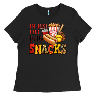 Black i'm just here for the snacks softball Ladies Tee - Jasminsmagicworld