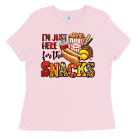 Bubblegum Pink i'm just here for the snacks softball Ladies Tee - Jasminsmagicworld