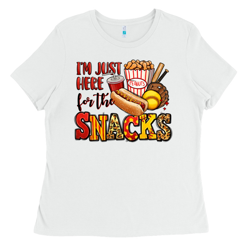 I'm Just Here For The Snacks Softball Ladies Tee by Jasminsmagicworld | Teevron