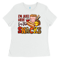 White i'm just here for the snacks softball Ladies Tee - Jasminsmagicworld