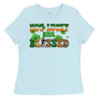 Baby Blue not lucky just blessed Ladies Tee - AdoDesignShop