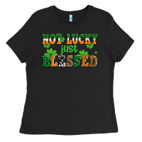 Black not lucky just blessed Ladies Tee - AdoDesignShop