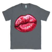 Charcoal Heather lips mark Classic Tee - NancyCooperArtShop
