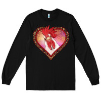 Black valentines day rooster with leopard heart Long Sleeve Tee - RanaPortraitStore