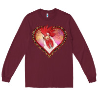 Valentines Day Rooster With Leopard Heart Long Sleeve Tee | Teevron