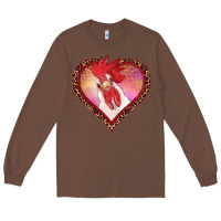 Chestnut valentines day rooster with leopard heart Long Sleeve Tee - RanaPortraitStore