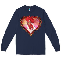 Navy valentines day rooster with leopard heart Long Sleeve Tee - RanaPortraitStore