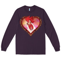 Plum valentines day rooster with leopard heart Long Sleeve Tee - RanaPortraitStore