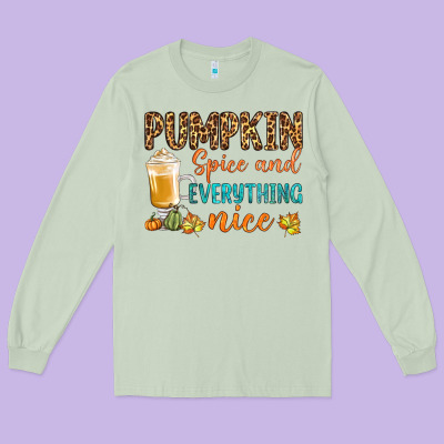 Pumpkin Spice And Everything Nice Long Sleeve Tee Designed By Bundleandbundleshop