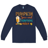 Navy pumpkin spice and everything nice Long Sleeve Tee - BundleAndBundleShop