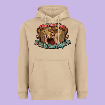 I Don't Need A Man Cowgirl Western Heavyweight Hoodie Designed By Howdyjamesfarm