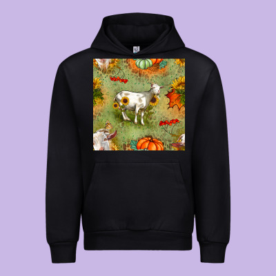 Fall Goats Seamless Pattern Urban Hoodie Designed By Bundleandbundleshop