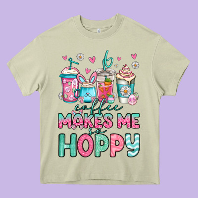 Easter Coffee Makes Me So Hoppy Heavy Core Tee Designed By Jasminsmagicworld