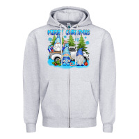 Heather Grey merry christmas gnomies Zipper Hoodie - texasbilliewilder