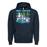 Navy merry christmas gnomies Zipper Hoodie - texasbilliewilder