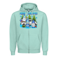 Seafoam merry christmas gnomies Zipper Hoodie - texasbilliewilder