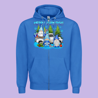 Merry Christmas Gnomies Zipper Hoodie Designed By Texasbilliewilder