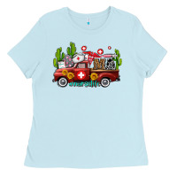 Baby Blue ma medical assistant nurse truck with cactus and sunflowers Ladies Tee - AdoDesignShop