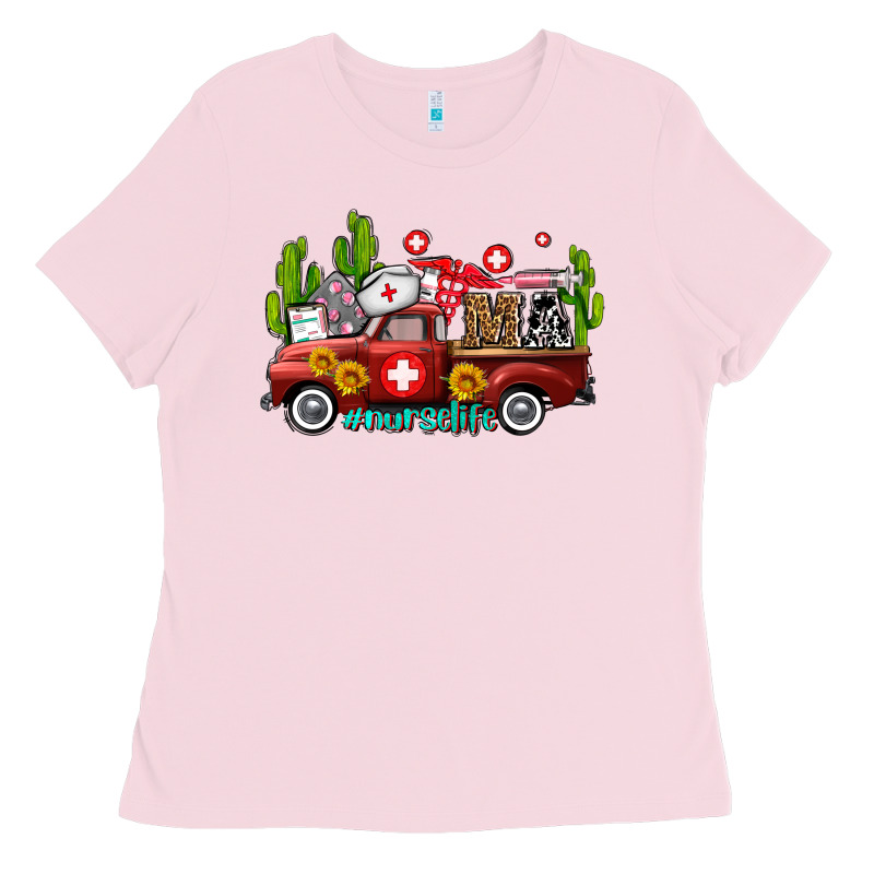 Ma Medical Assistant Nurse Truck With Cactus And Sunflowers Ladies Tee by AdoDesignShop | Teevron