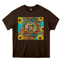 Chocolate Brown i hate everyone but coffee helps western skeleton coffee sunflowers Heavy Core Tee - Artiststas