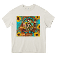 I Hate Everyone But Coffee Helps Western Skeleton Coffee Sunflowers Heavy Core Tee | Teevron