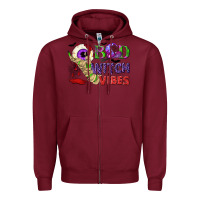 Burgundy Bad witch vibes Zipper Hoodie - NancyCooperArtShop