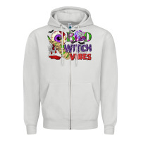 Dove Grey Bad witch vibes Zipper Hoodie - NancyCooperArtShop