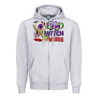 Heather Grey Bad witch vibes Zipper Hoodie - NancyCooperArtShop