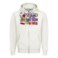 Oatmeal Heather Bad witch vibes Zipper Hoodie - NancyCooperArtShop