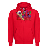 Red Bad witch vibes Zipper Hoodie - NancyCooperArtShop