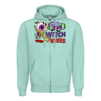 Seafoam Bad witch vibes Zipper Hoodie - NancyCooperArtShop