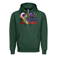 Sports Green Bad witch vibes Zipper Hoodie - NancyCooperArtShop